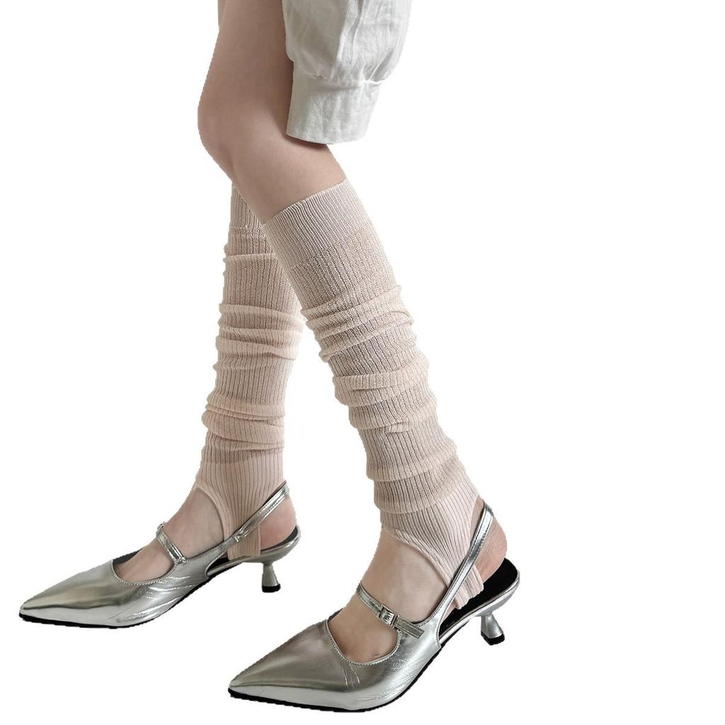 Summer Thin Leg Warmers Breathable Knitted Foot Cover Ballet Style Jk Girls Leg Warmers Solid Color Elastic Long Socks Stockings