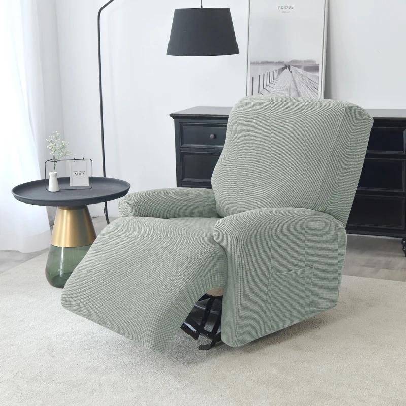 Solid Color Recliner Chair Cover Polar Fleece Non-Slip Single Sofa Covers for Living Room Lazy Boy Relax Armchair Slipcover