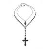 Ingemark 2Pcs/Set Creative Jesus Cross Pendant Choker Necklace for Women Goth Black Crystal Chain Halloween Neck Jewelry Gift