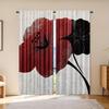 2pcs   Elegant Black and Red Flowers Print Curtains Light Filtering Rod Pocket Design for Bedroom Living Room Office Decor Artist