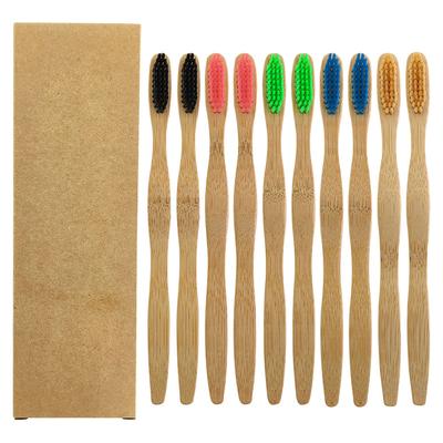 10 Pcs for a Pack Biodegradable Wooden Toothbrush Custom Logo Eco Friendly Travel Bamboo Toothbrush For Kids Adult