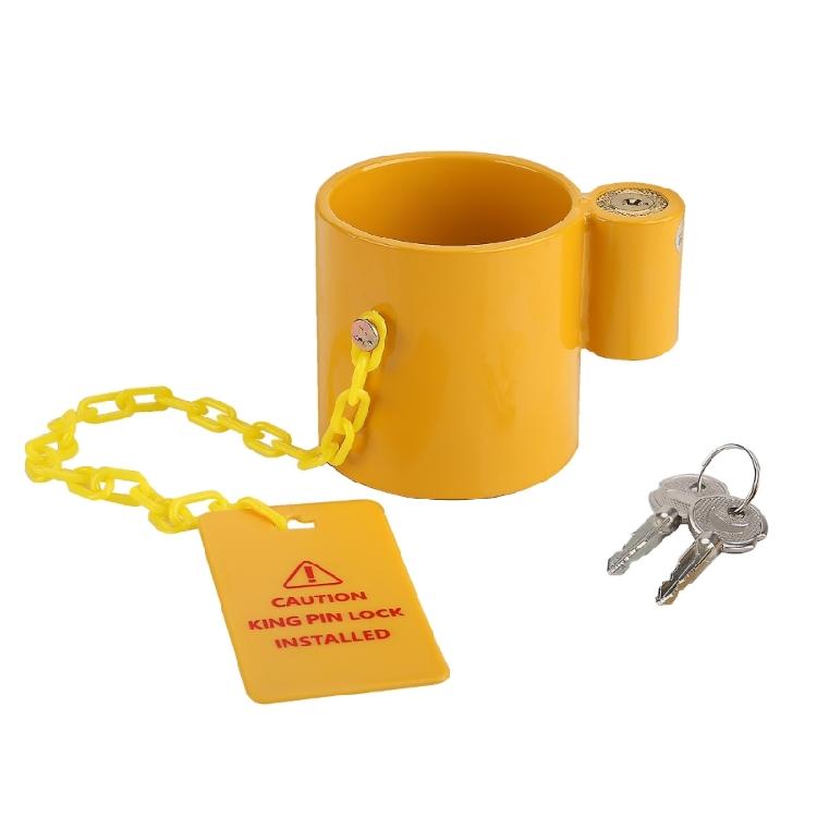 

Trailers King Pins Lock with 2 Keys & Caution Label For Standard Fixed King Pins 1