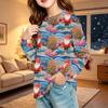 Kids Fashion Christmas Long Sleeve Neck Top with Pocket, Holiday Print Shirt for Boys and Girls