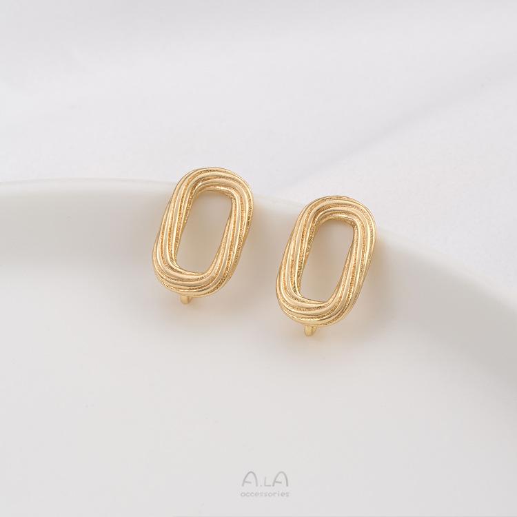 14K Gold Filled Silver Twisted Oval Hoop & Ring Stud Earrings
