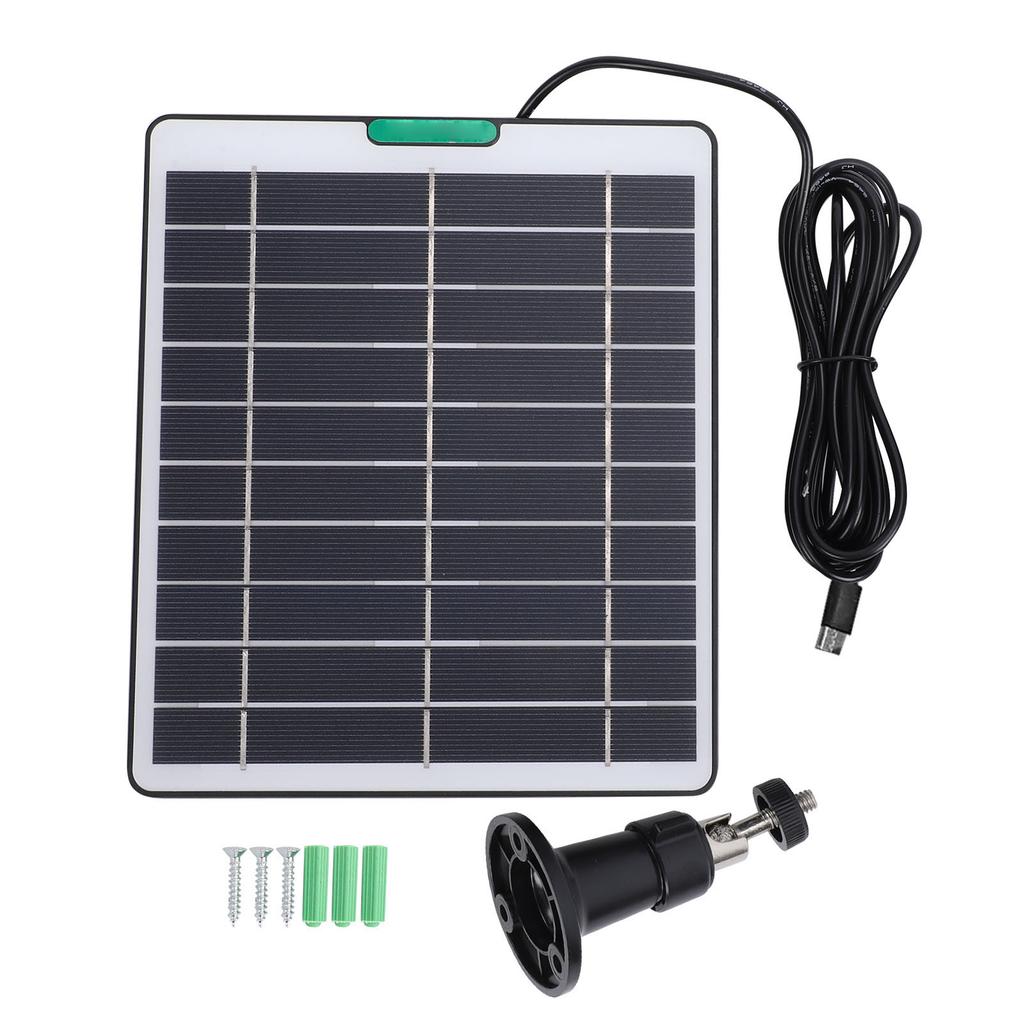 5W Solar Panel Charger Solar Charger with Type C Port for Security Camera Doorbell Outdoor Indoor Use Black