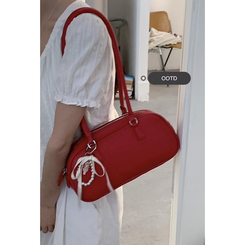 Niche texture portable bowling bag women's new fashion underarm bag simple and versatile shoulder bag