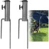 Parasol Bases X2 In Metal - Screw-in Anchor for Pole 36 Mm, Length 32 Cm, Silver/black