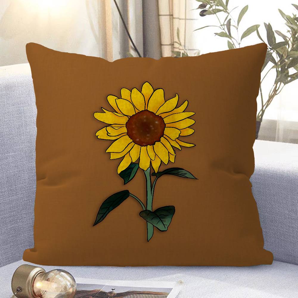 

Art Sunflower Pillow Case Removable Washable Cushion Cover – All-Season Soft Linen 16x16Inch
