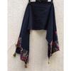 Used Black Hmong handmade indigo-dyed & embroidered motif stole (ethnic clothing)