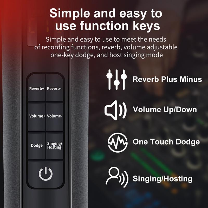 Handheld Microphone with Sound Card Effects All-in-One Noise-Canceling Mic Reverb Connecting Cell Phone for Equipment Live