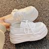 With skirt mesh breathable new summer thin mid-heel board shoes milk Huhu casual shoes