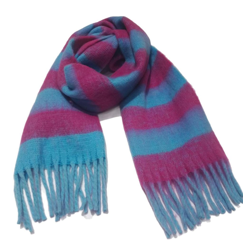 Damen Winter Farbblock Gestreifter Quasten Schal - Warm, Vielseitig, High-End Mode Halswärmer Schal.