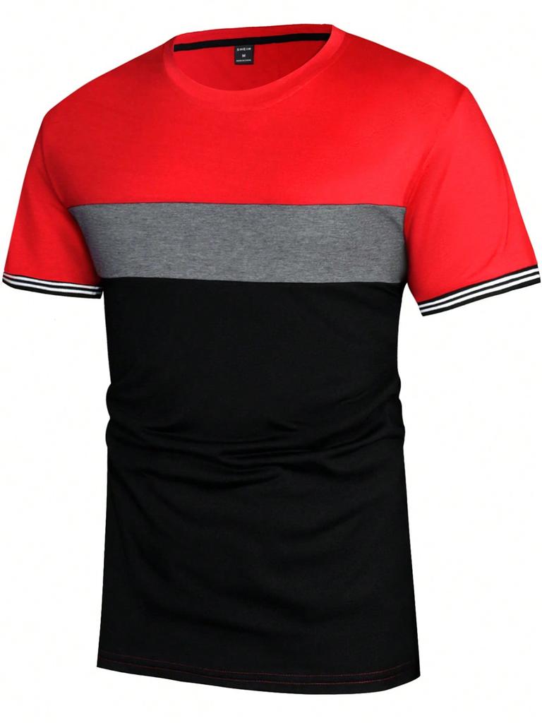 Luxury Brand T-Shirt 2024 Men'S Spring And Summer Leisure Sports Breathable Comfortable Beach Wind Stitched Stripe Color