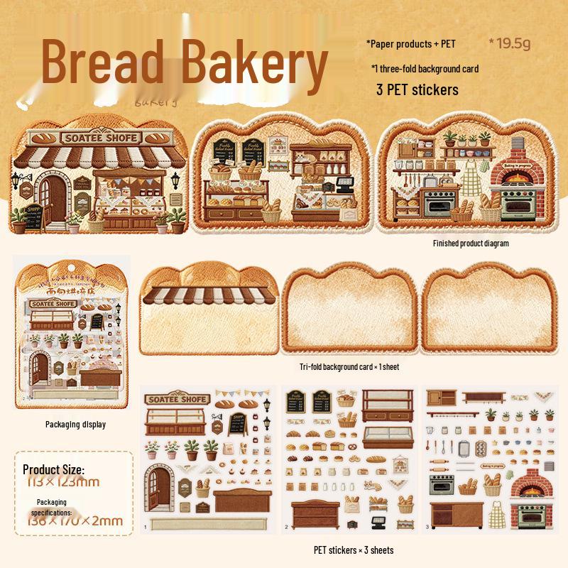 Ketchup Girl Scenery Sticker Pack: Retro Coffee Journal Decor - 4 Designs