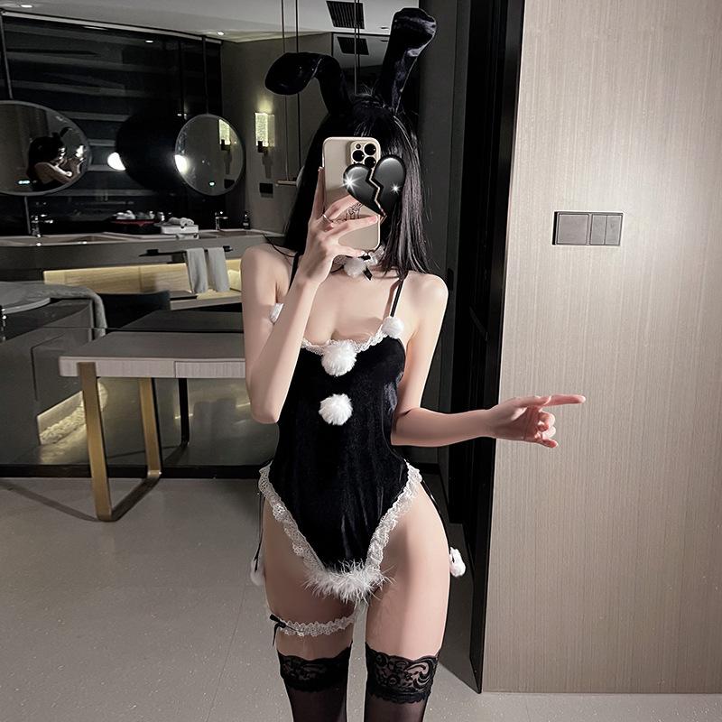 Sexy Lingerie Cosplay Bunny Christmas Dress Seduction One-piece Tight Uniform Open Crotch Suit