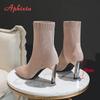Fashion Aphixta Metal Blade Heels Socks Boots Women Stretch Fabric Elastic Stilettos Heel Pointed Toe Ankle Boots Shoes Woman Boats