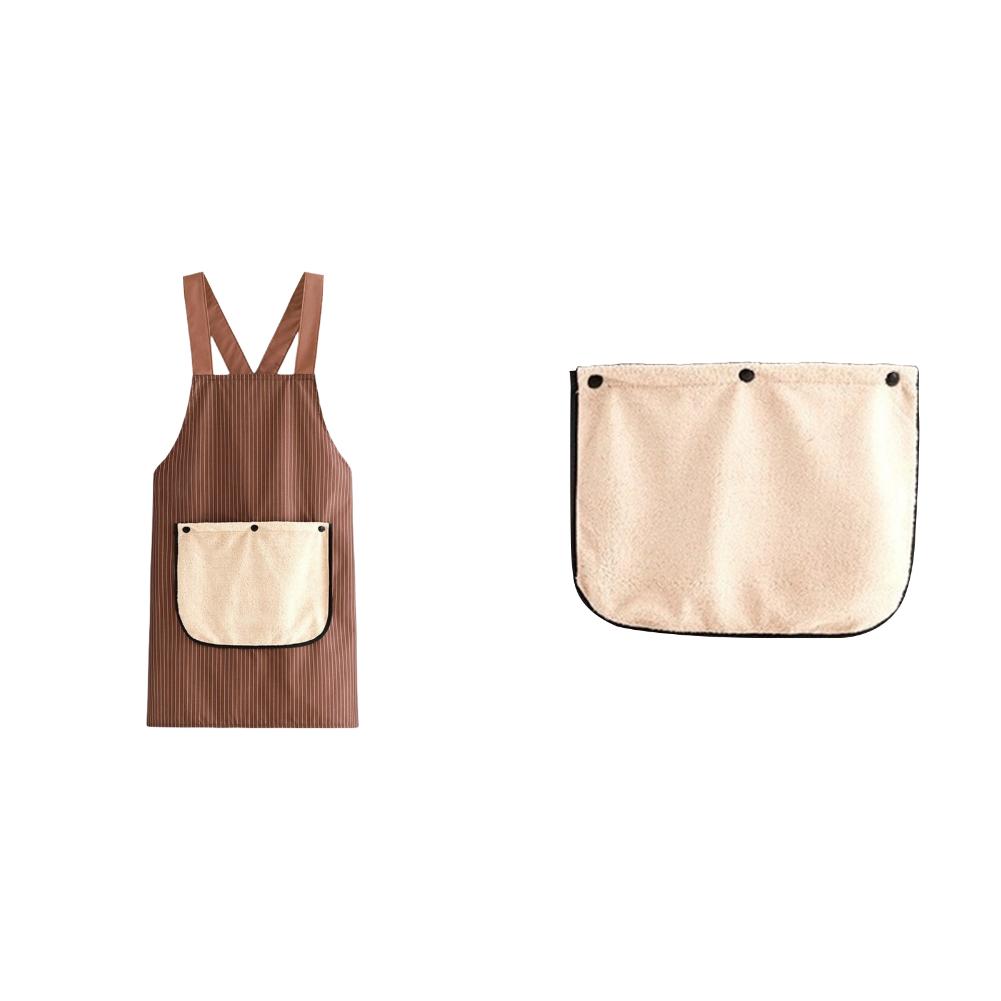 1/2Set No-Tie Cross Back Chef Apron Cross-Back Waterproof Kitchen Apron with Removable Hand Towel Pockets Anti-fouling Uniform