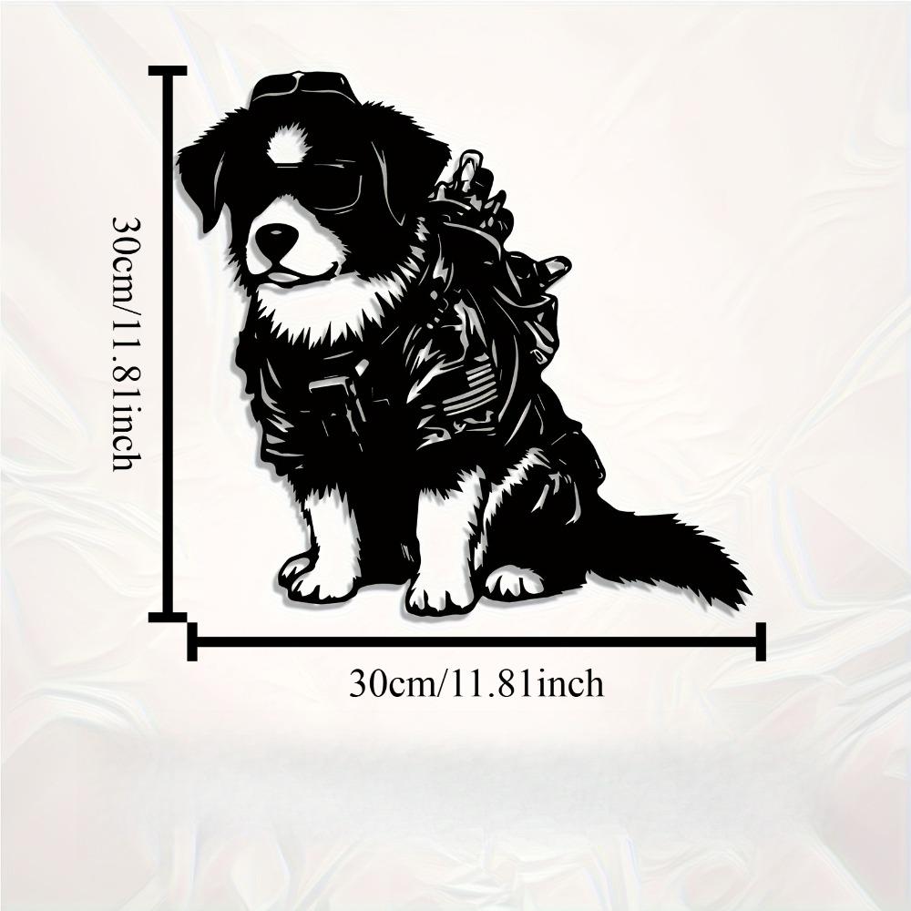 

1pc Tactical Dog Metal Wall Art Statue Mural, Weatherproof Gift for New Year Christmas Pet Lovers, Indoor Outdoor Garage Backyard Fence Decor 12in