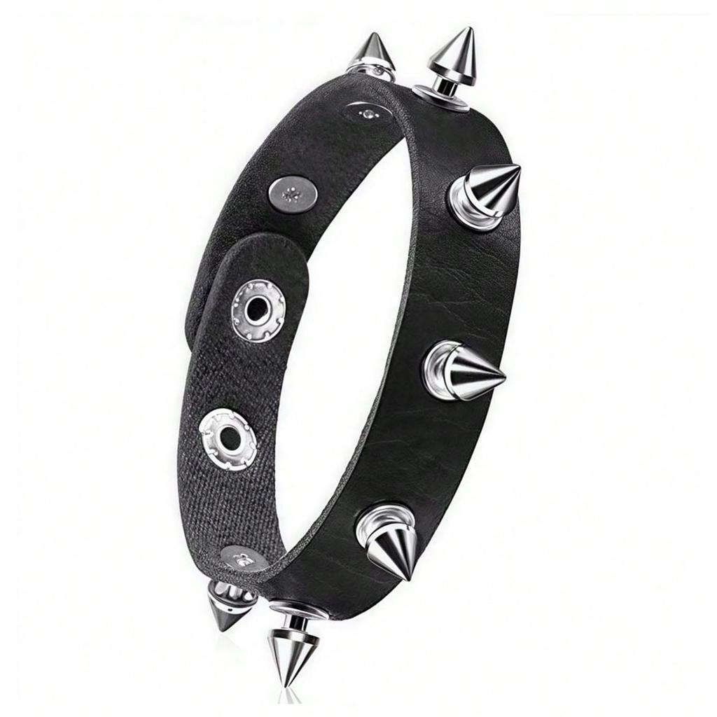 3 Pieces Punk Bracelet For Men Women 80S90S Gothic Spike Bracelets Rivet Cuff Leather Wristband Adjustable Punk Rock Bracelet