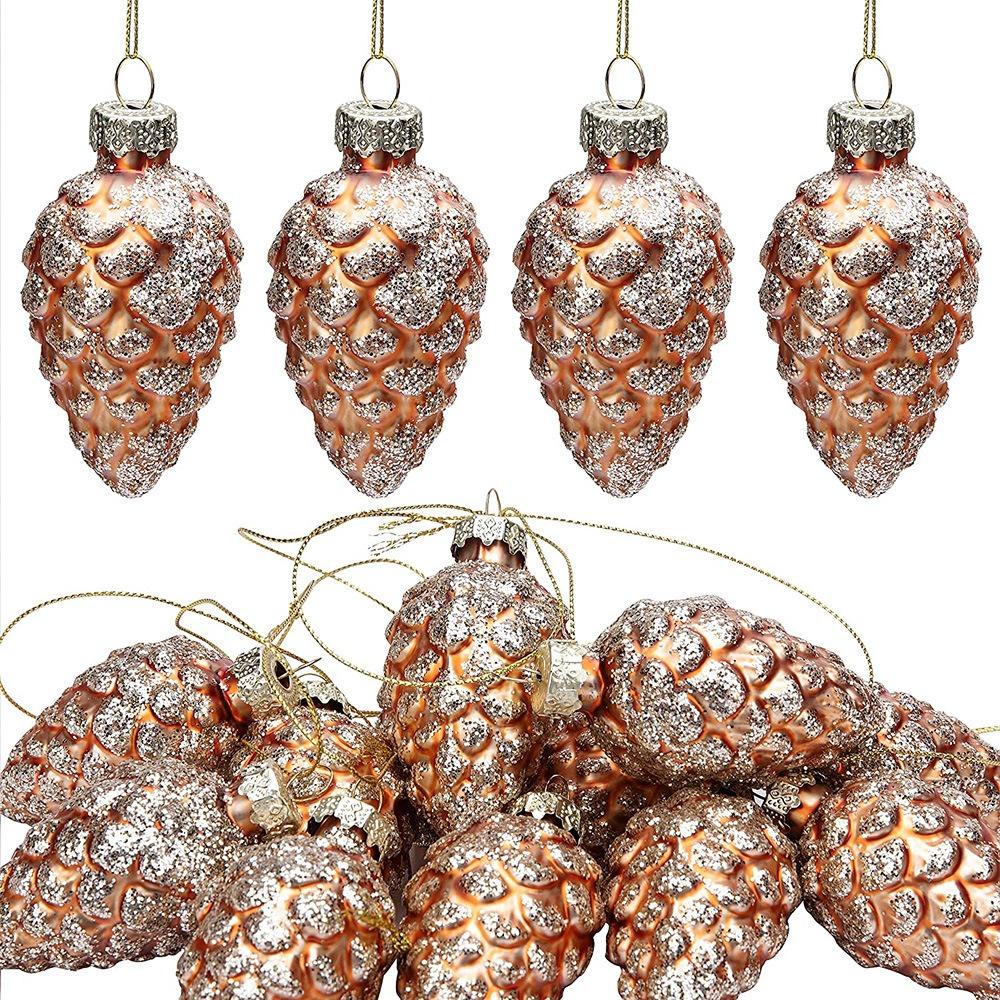5 Stück Glas Tannenzapfen hängende Ornamente Weihnachtsbaum Tannenzapfen Anhänger Weihnachtskranz Baum Tür