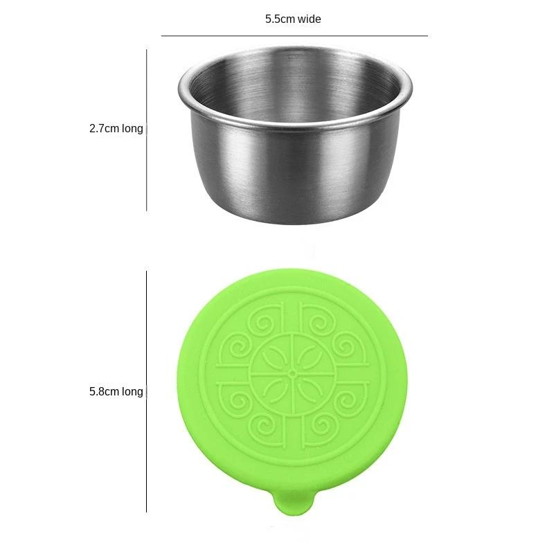 1pc Salad Dressing Container With 1.35oz/40ml Reusable Stainless Steel Cup And Leakproof Silicone Lids For Lunch Box and Picnic