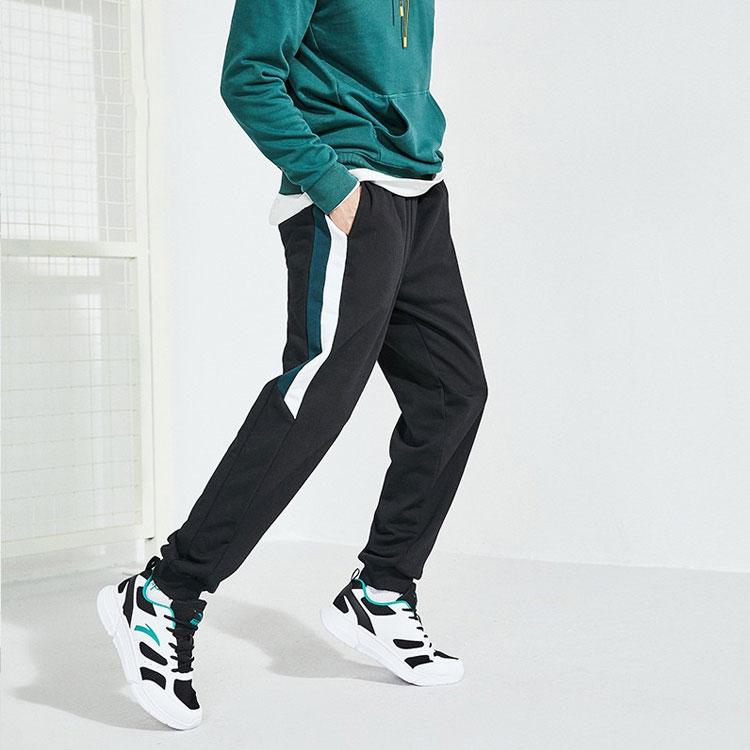 Anta Color Block Knitted Cuffed Sports Pants Men bottoms Black 952038760-5
