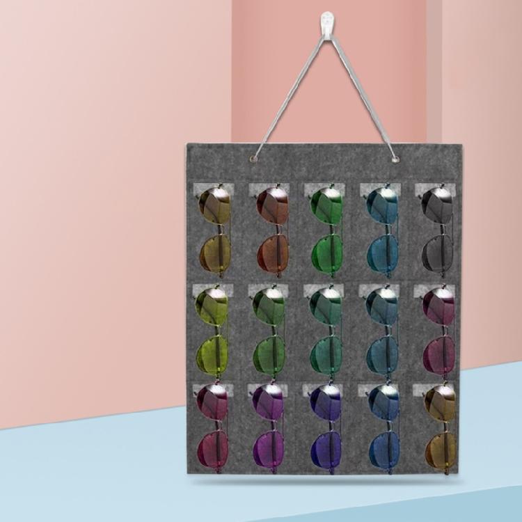 15 Slots Sunglasses Organizer Wall Pocket Eyeglasses Glasses Storage Box Holder