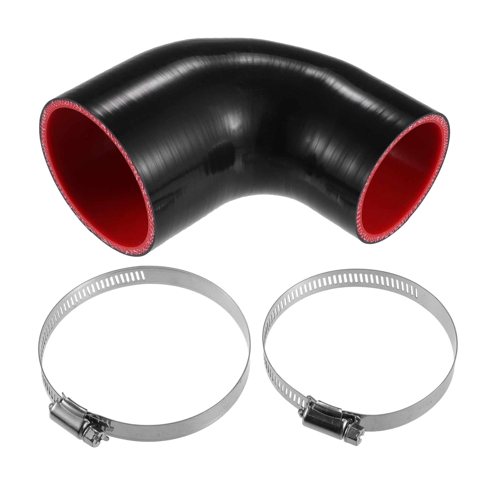 

uxcell Силиконовый шланг Колено 90 градусов Соединитель, 4 слоя, 2 хомута, Внутренний диаметр 2,5 Inner diameter 63-76mm