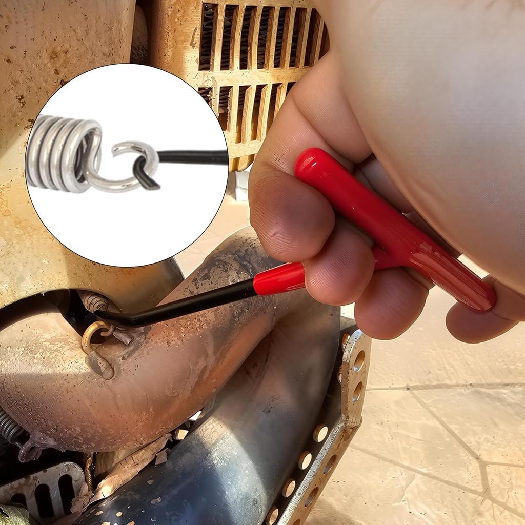 2 Pieces Exhaust Spring Puller Tool - PSLER Universal T Shaped Handle Motorcycle Exhaust Spring Hook With Rubber Coating Accessories For Snowmobile,