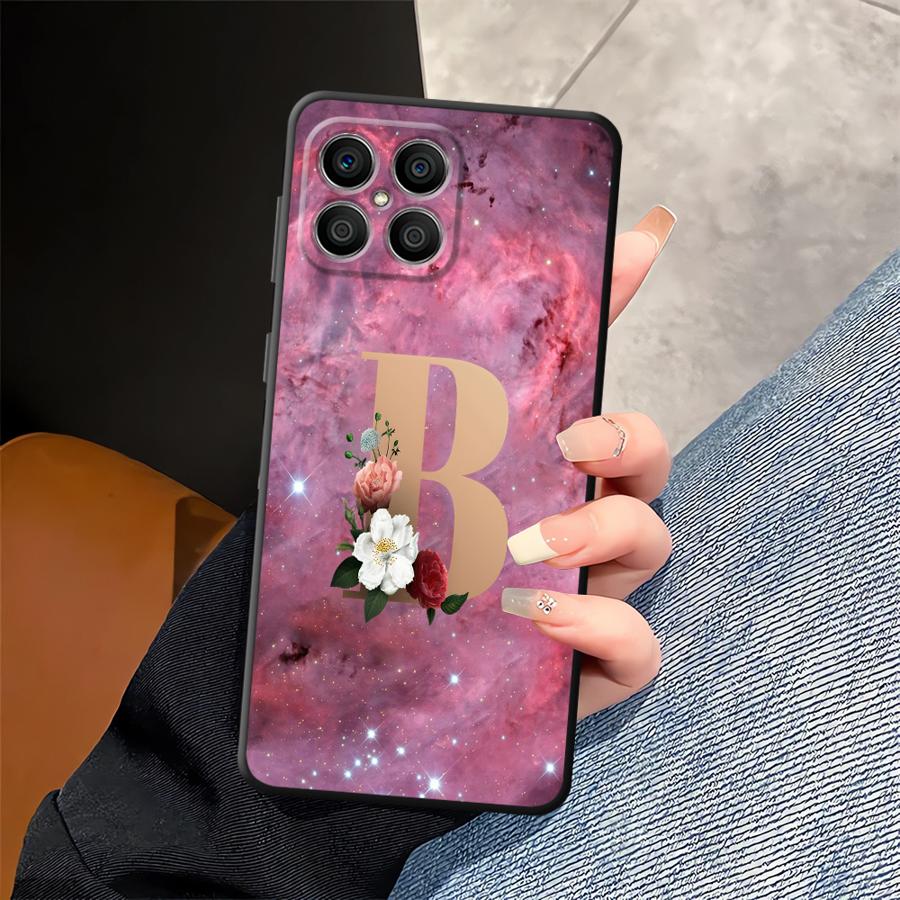 Funda Phone Cover Case for Honor Magic5Lite 8X X9a 90 X8 200 400 Lite X5b X6 X7 70 Flower Name Letter A B