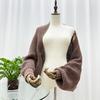 Autumn Winter Knitting Shawl Ribbed Trim Long Sleeve Open Front Shawl Wrap Solid Color Ribbed Trim Cozy Wrap