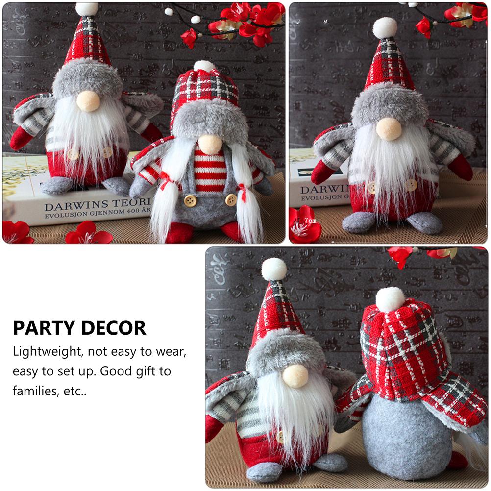 2 Pcs Old Man in The Ornament Plush Dolls Gnome Decor Girl Decorative Gift Christmas Cloth Lovely Elder