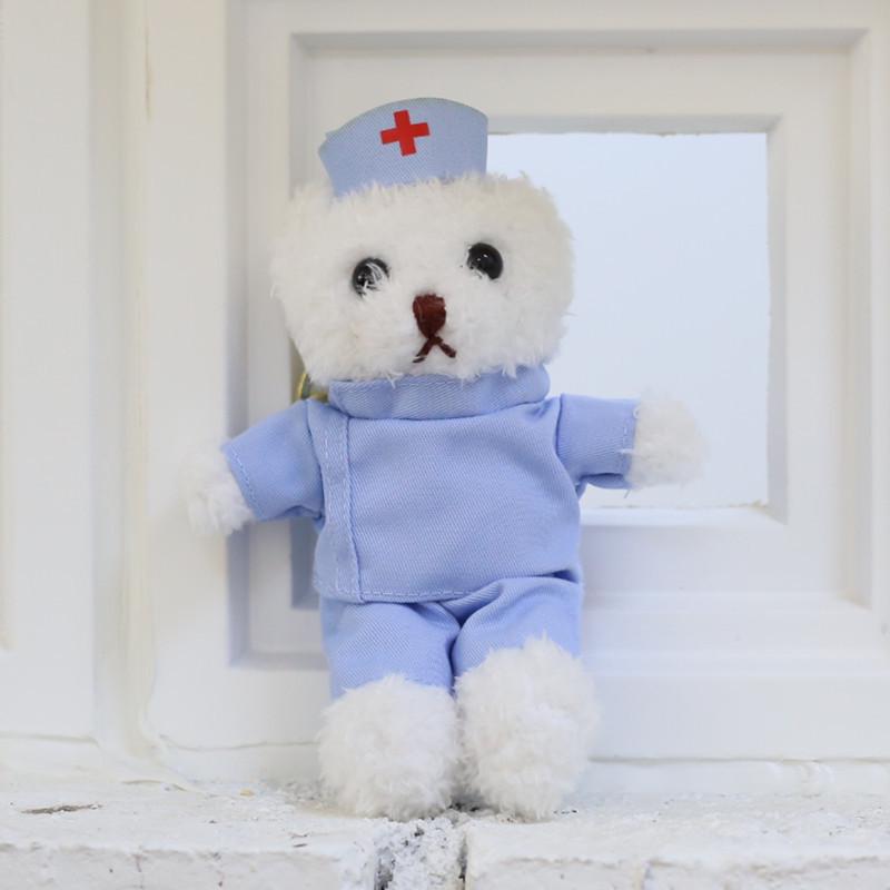 12cm Doctor/Nurse Teddy Bear Graduation Doll with Custom Logo - White Coat Pendant Souvenir