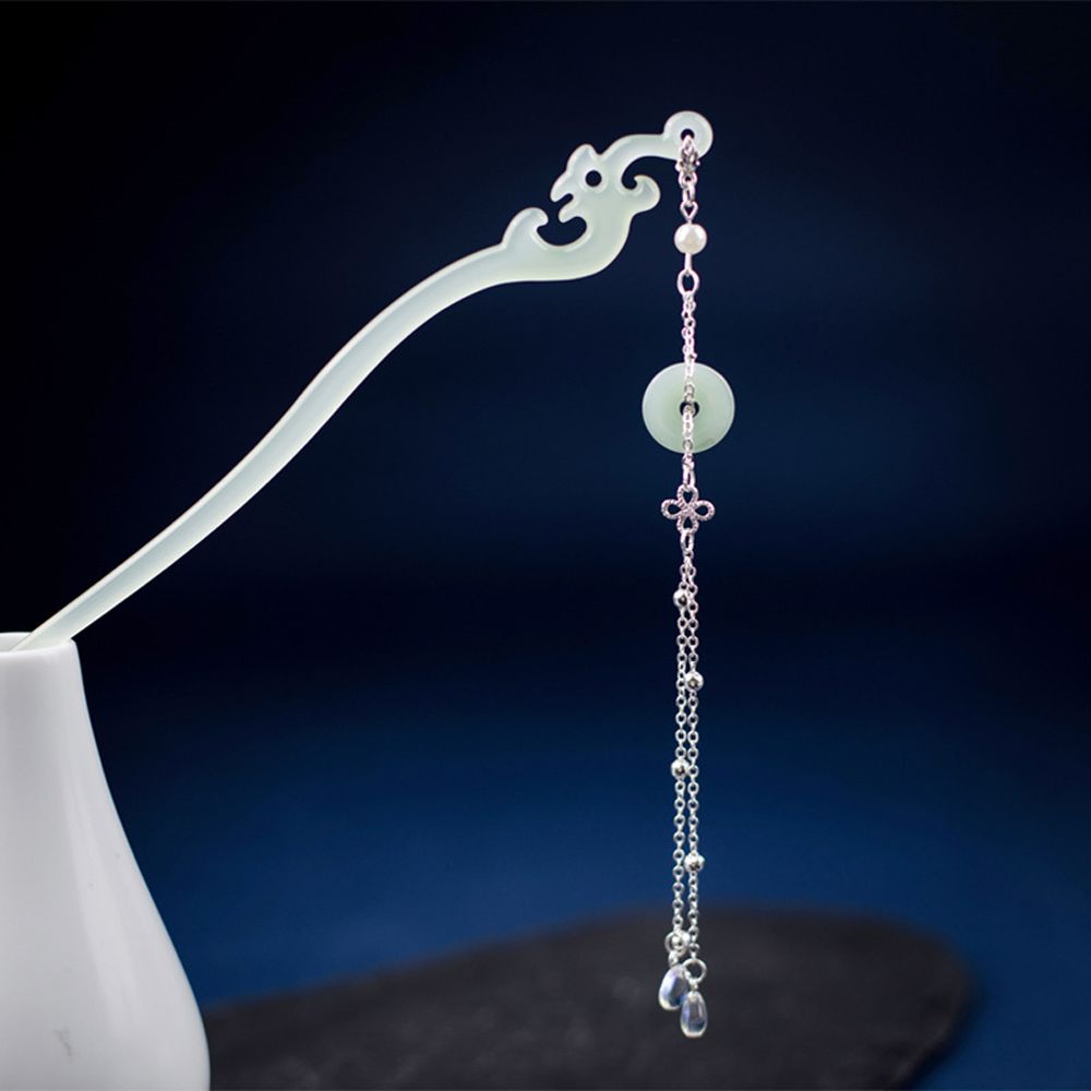 

Headdress Gift Chinese Hairpin Women Hair Accessories Acetic Acid Hair Stick Ping an Buckle Pendant зелений