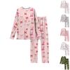 Women's Butterfly Print Long,Sleeved Pajama Set