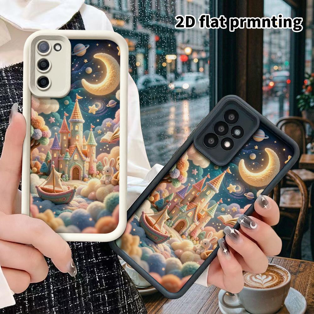 Phone Case: 2D Flat, Suitable for Samsung Galaxy A34 A35 M05 M06 S20 S22 S21 FE Plus 5G Protective Case, Starry Sky Castle, Perfect Christmas and Hall