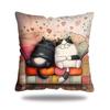 [Chic Cartoon Cat] Machine Washable Polyester Chic Cartoon Cat Throw Pillow Cover 17.7x17.7" | Contemporary Decorative Cushion Case