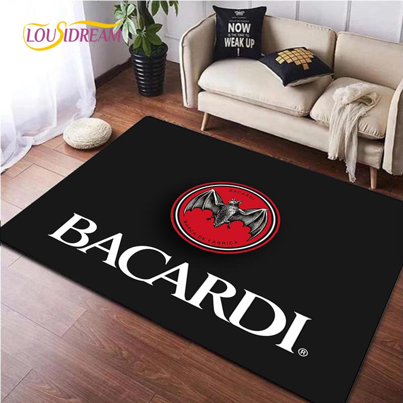 Bacardi Rum Logo Kreative Bereichsteppiche, Teppich für Wohnzimmer Schlafzimmer Heimdeko, Kinder Küche Badezimmer Rutschfeste Fußmatte Alfombra