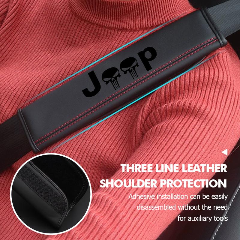 1/2PCS Car Seat Belt Shoulder Cover Comfort Safety Protect Pad Accessories For Jeep Compass Renegade Cherokee Wrangler JK AKQ1