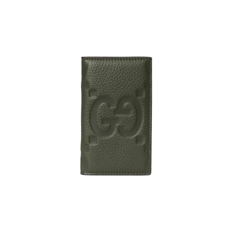 Gucci Double G Logo Embossed Flap Leather Card Holder Men Accessories Dark-Green 739478-AABY0-3346