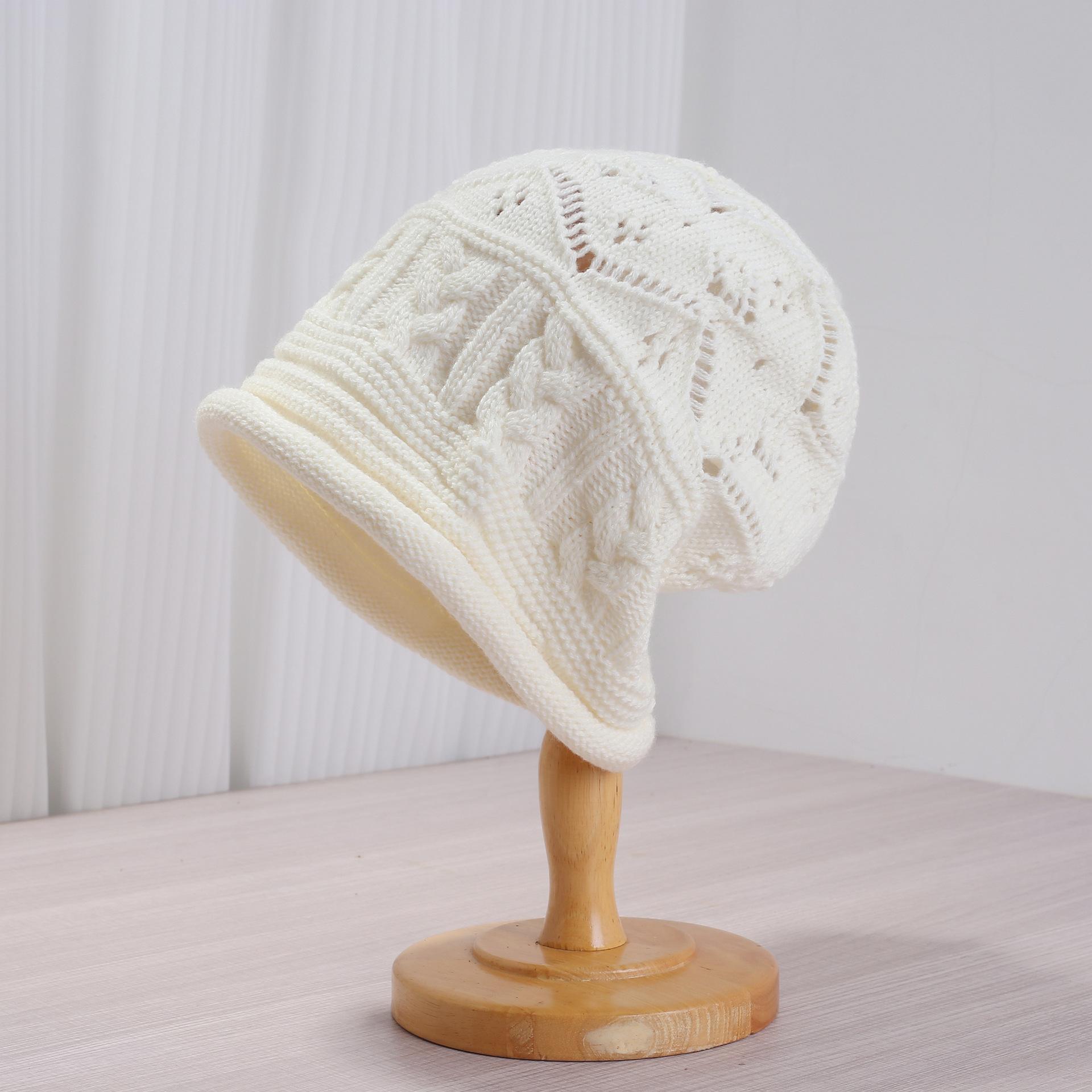 Women s Knitted Beanie Hat New Autumn Winter Slouchy Hat Rolled Edge Loose Handmade Cold Weather Hat белый