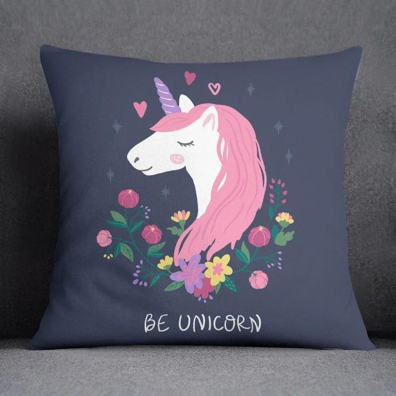 Cartoon Pink Unicorn Collection Pillow Gift Home Office Decor  Bedroom Sofa Car Cushion Cover Case