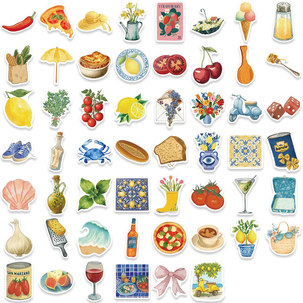 10/30/50pcs Cute Mediterranean Tomato Cartoon Stickers Creative Aesthetic Art Decals Luggage Phone Helmet Decoration Sticker Toy