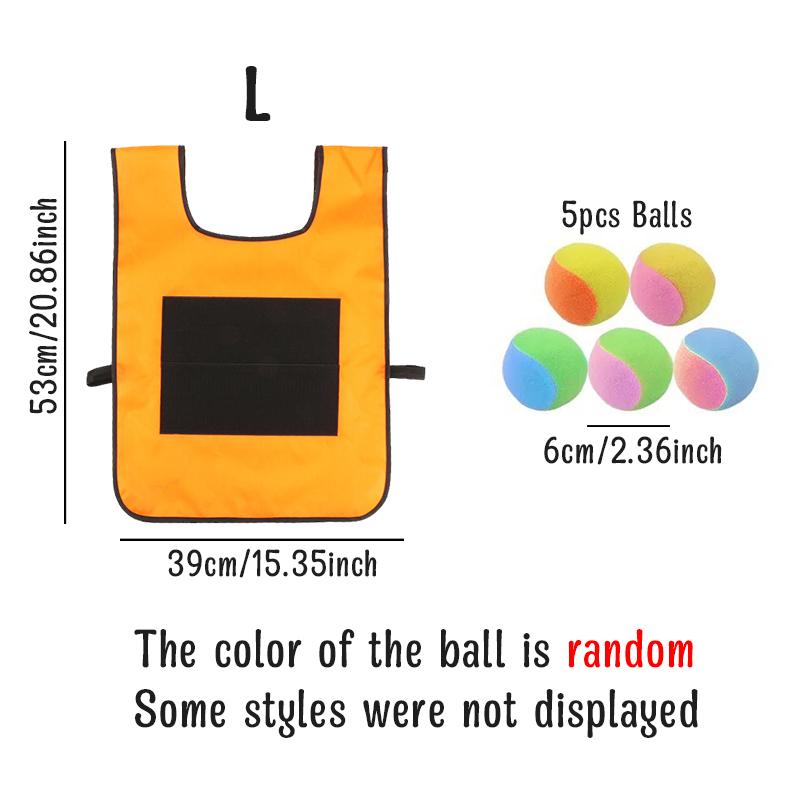 1PC Sticky Ball Vest with 5PCS Random Color Soft Balls Colorful Waistcoat Throwing Running Jumping Sport Gift Party Souvenir ZYF