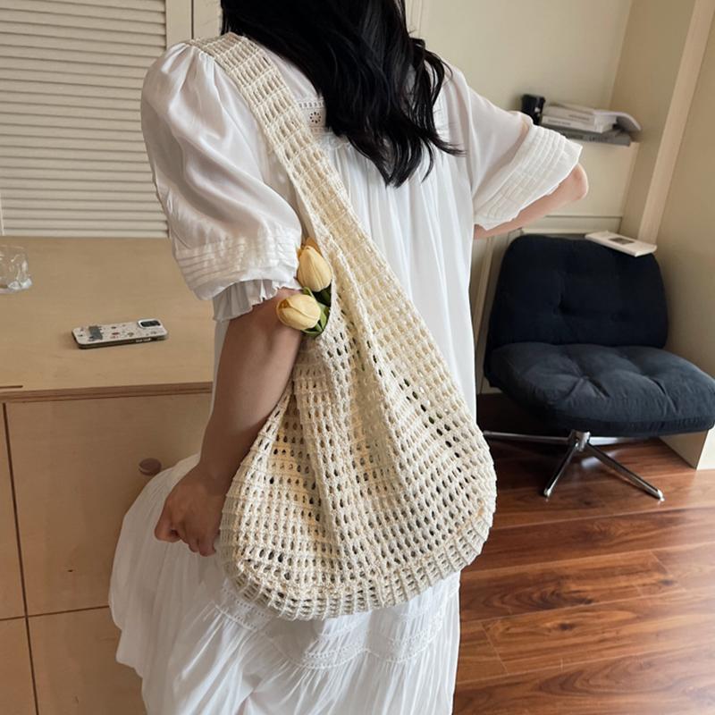 Creative Large Capacity Shoulder Bags Casual Simple Handbags Vintage Multifunctional Woven Shopping Tote Beach Bag