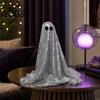 Decorative Ghost Sculpture Halloween Decoration, Outdoor Shiny Figurine with Sequin Cloth, Light Collectible Up Spooky for Parties, Lawn, Porch Decor