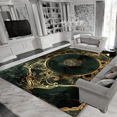 Luxury Black Gold Living Room Decoration Carpet Modern Home Lounge Soft Large Area Rugs Washable Dining Room Porch Floor Mats