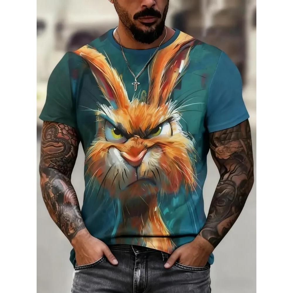 Fashion Versatile Men's Printed Short Sleeve Casual Loose Top T-Shirt Comfortable Crew Neck T-Shirts Men’s