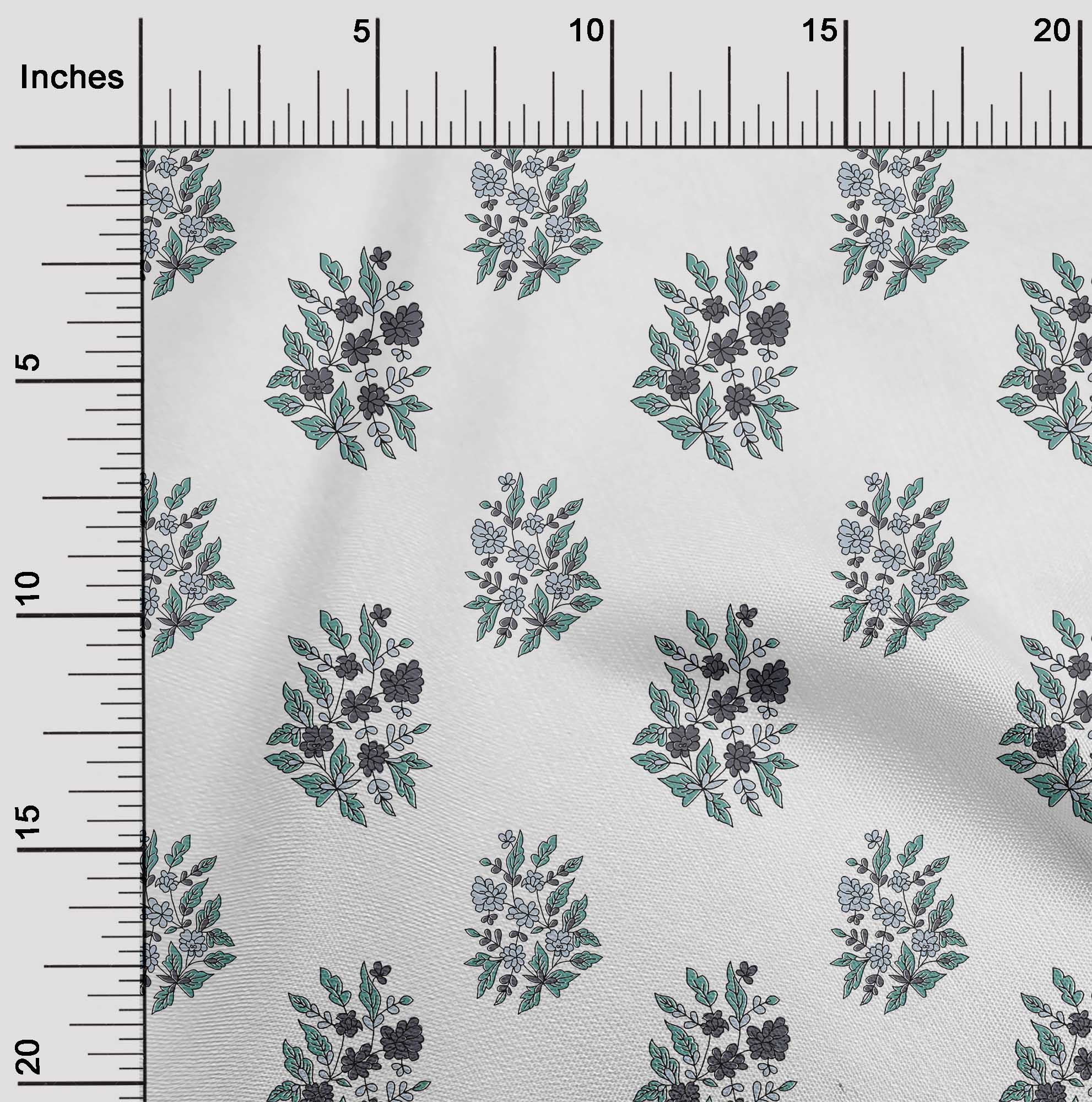 

OneOone Cotton Flex Тканина з листям і квітковим принтом 1 ярд 40 дюймів 42 Inch - Viscose Chiffon білий