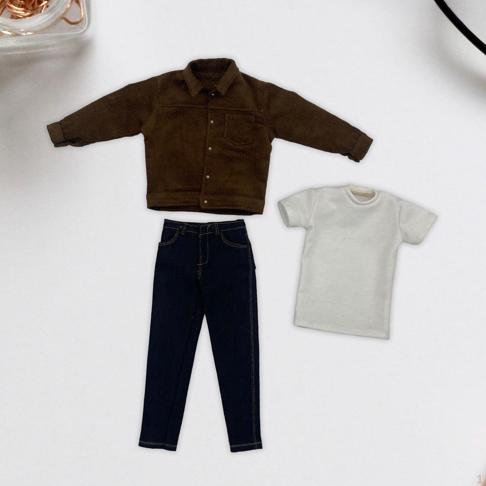 

Комплект одежды для фигурки 1/6 с брюками и футболкой для 12-дюймовой куклы коричневый